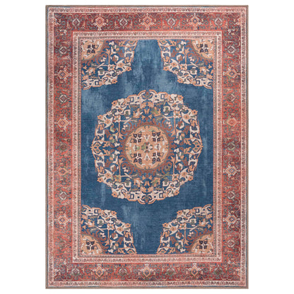 Navy Blue Brick Oushak Area Washable Rug