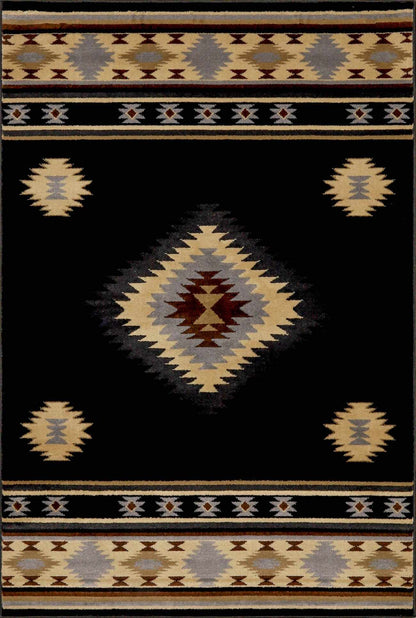 Buckhaven Black Southwestern Area Rug
