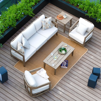 PEAKHOME Harmonti Patio 5-Piece Aluminum Swivel Conversation Sofa Set With Cushions