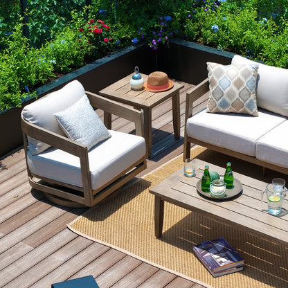 PEAKHOME Harmonti Patio 5-Piece Aluminum Swivel Conversation Sofa Set With Cushions