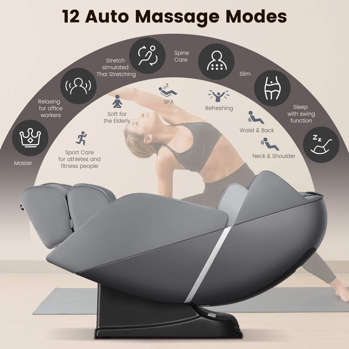 Provox 27-Comfort Full Body Massage Chair with SL Track Airbags Heating