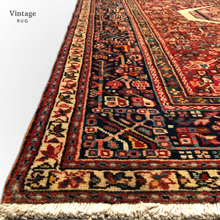 Vintage Persian Karajeh (5'01"x12'10") red/indigo