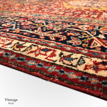Vintage Persian Karajeh (5'01"x12'10") red/indigo