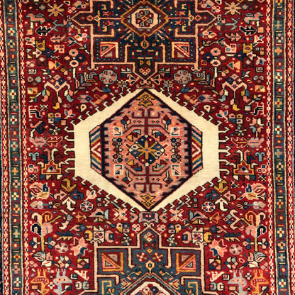 Vintage Persian Karajeh (5'01"x12'10") red/indigo