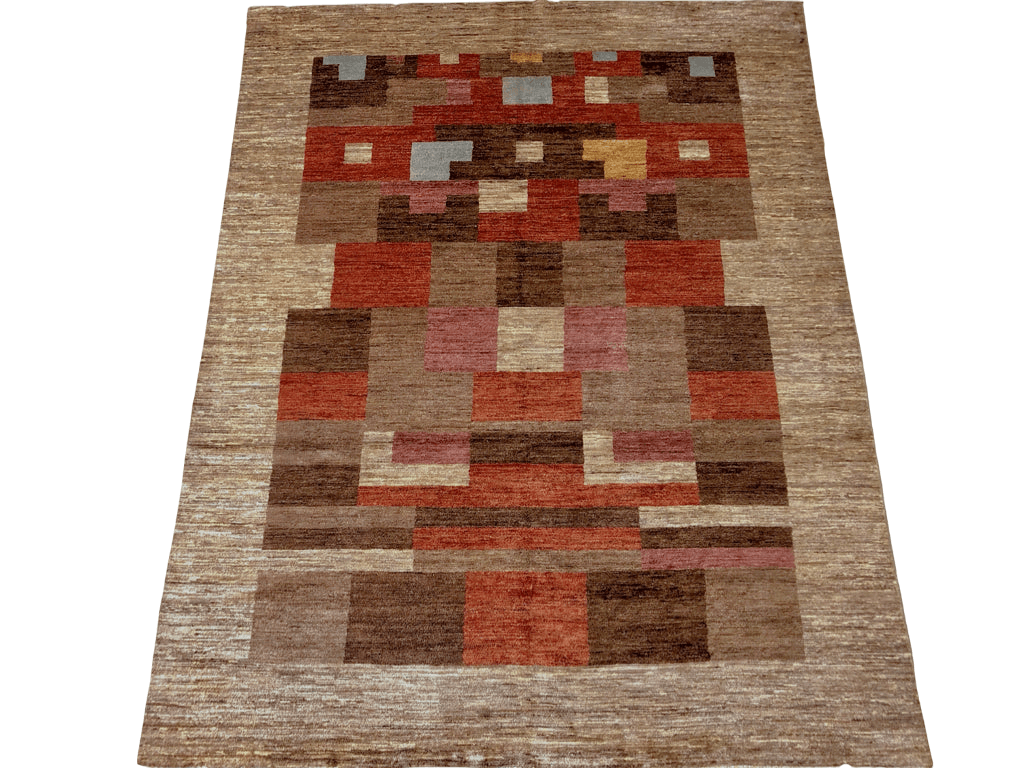 Contemporary Block Gabbeh (7'10"x10'02") multicolor/camel