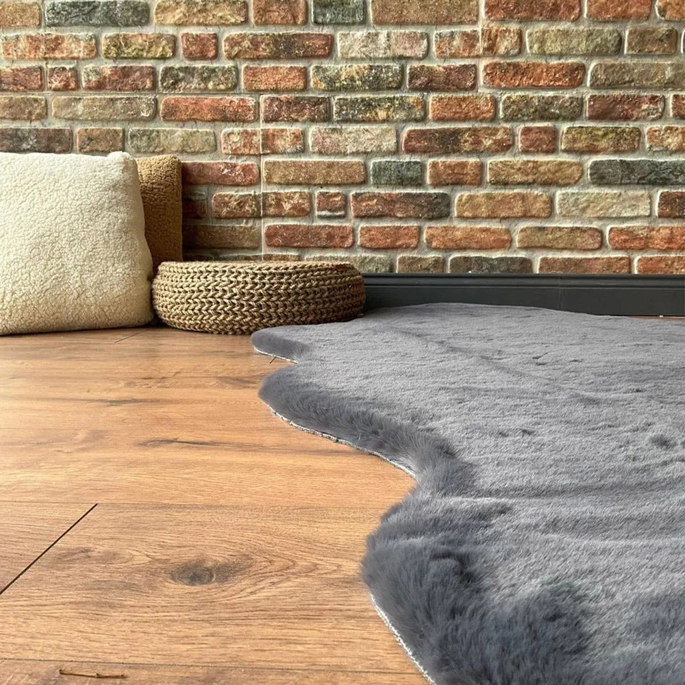 Anthracite Rabbit Plush Rug Flashrug