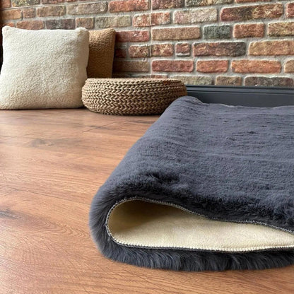 Anthracite Rabbit Plush Rug