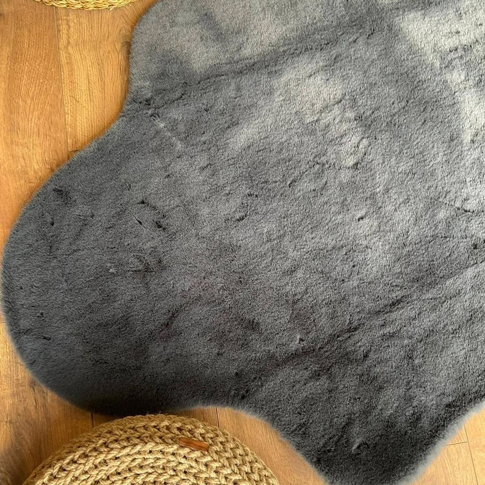Anthracite Rabbit Plush Rug Flashrug