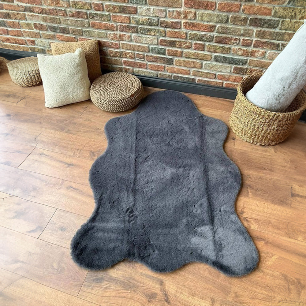Anthracite Rabbit Plush Rug Flashrug