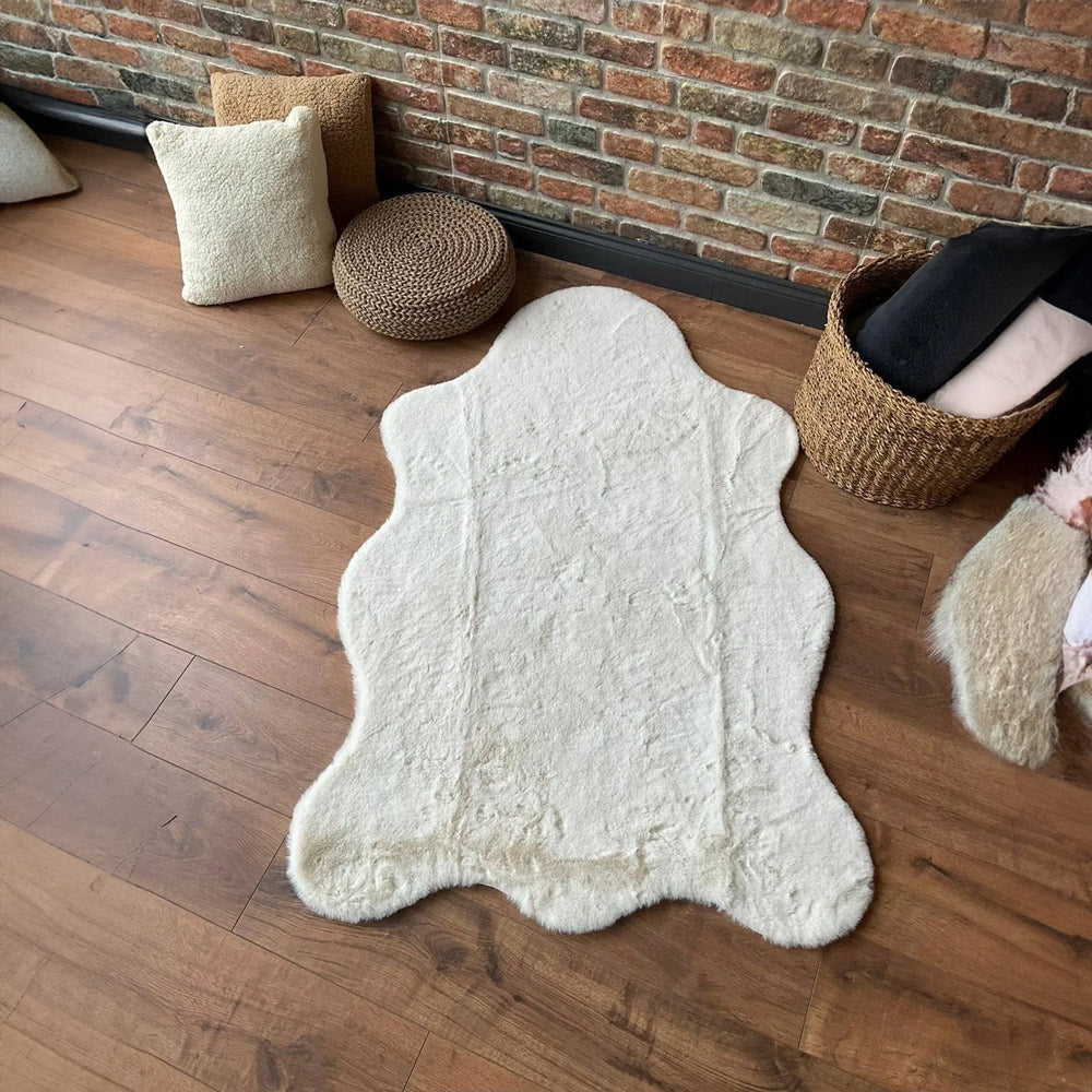 Cream Rabbit Plush Rug