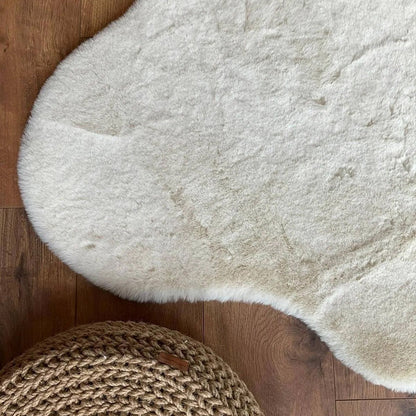 Cream Rabbit Plush Rug