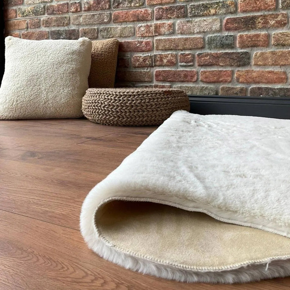 Cream Rabbit Plush Rug