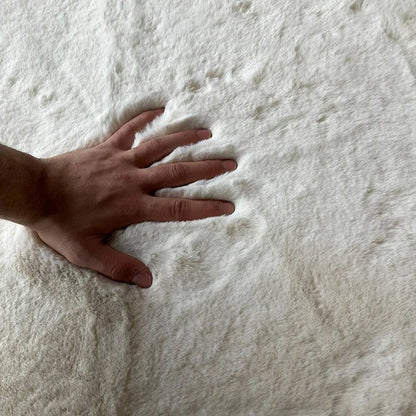 Cream Rabbit Plush Rug Flashrug