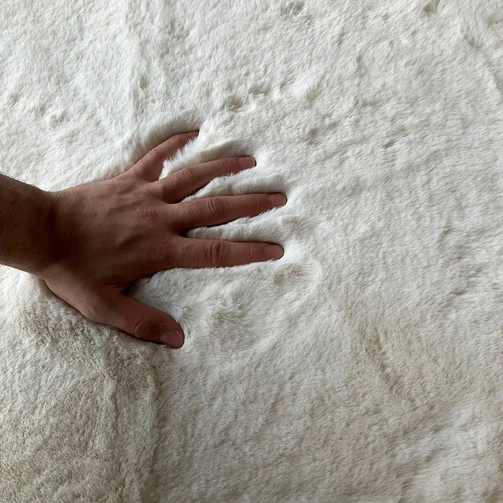 Cream Rabbit Plush Rug