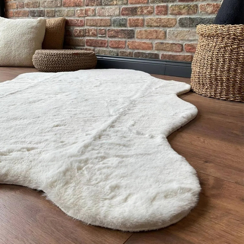 Cream Rabbit Plush Rug