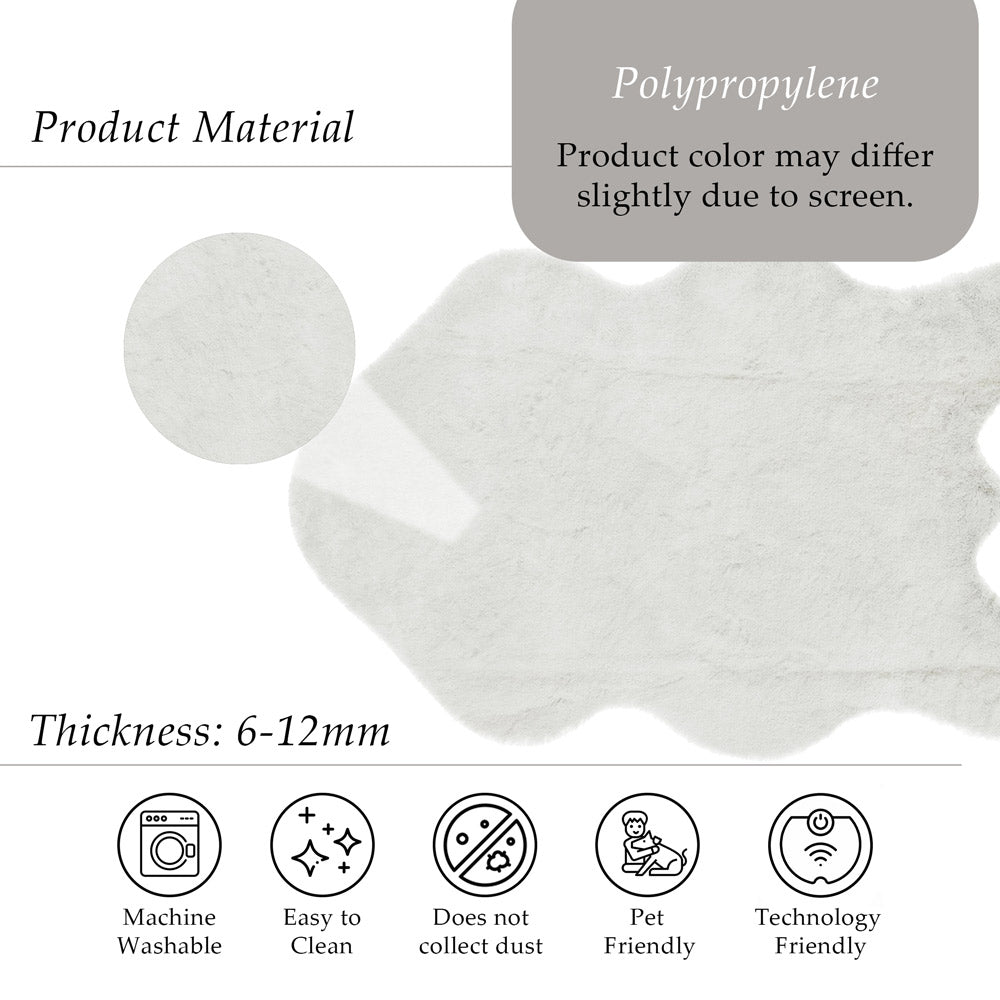 Cream Rabbit Plush Rug Flashrug