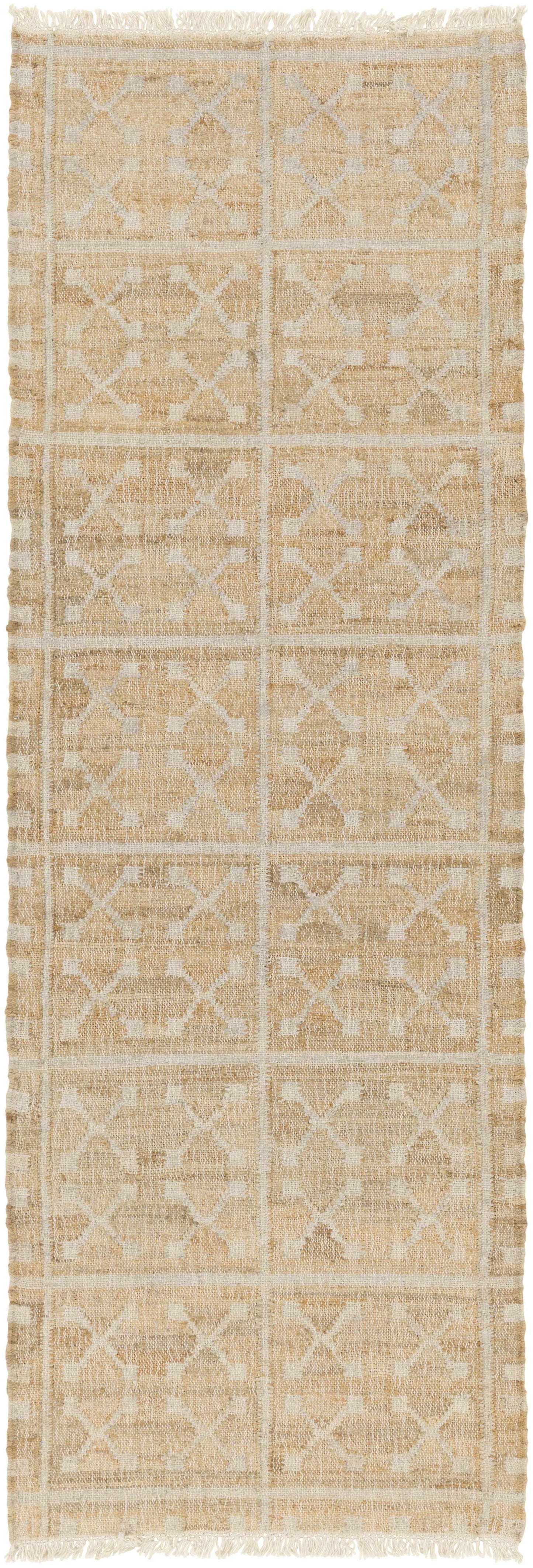 Rice Handcrafted Fringed Jute Carpet
