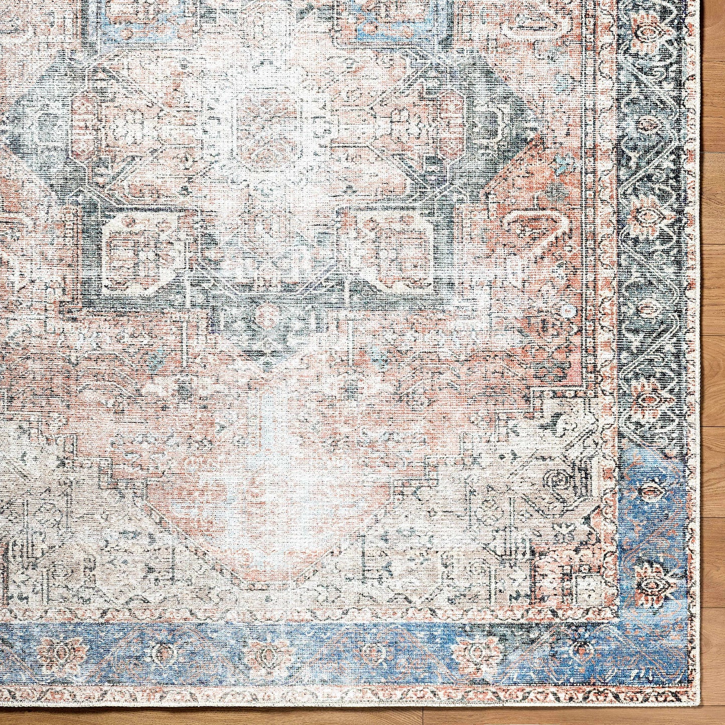 Rosman Distressed Washable Rug Area Rug