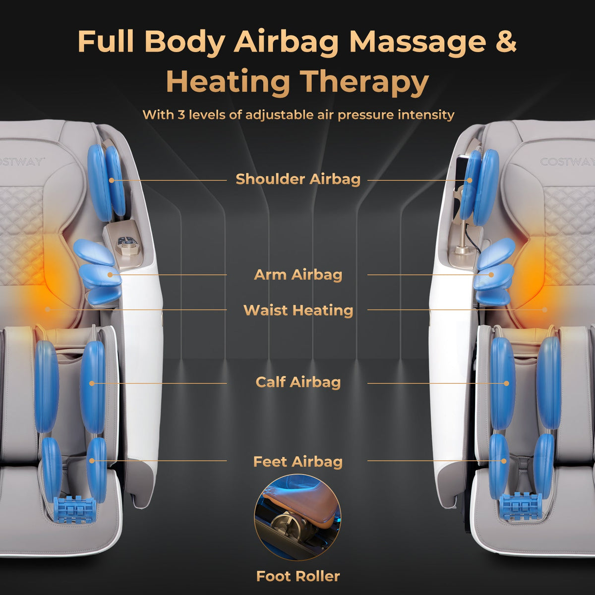 Relaxation 29-Full Body Massage Chair with Waist Heating & Airbag Massage