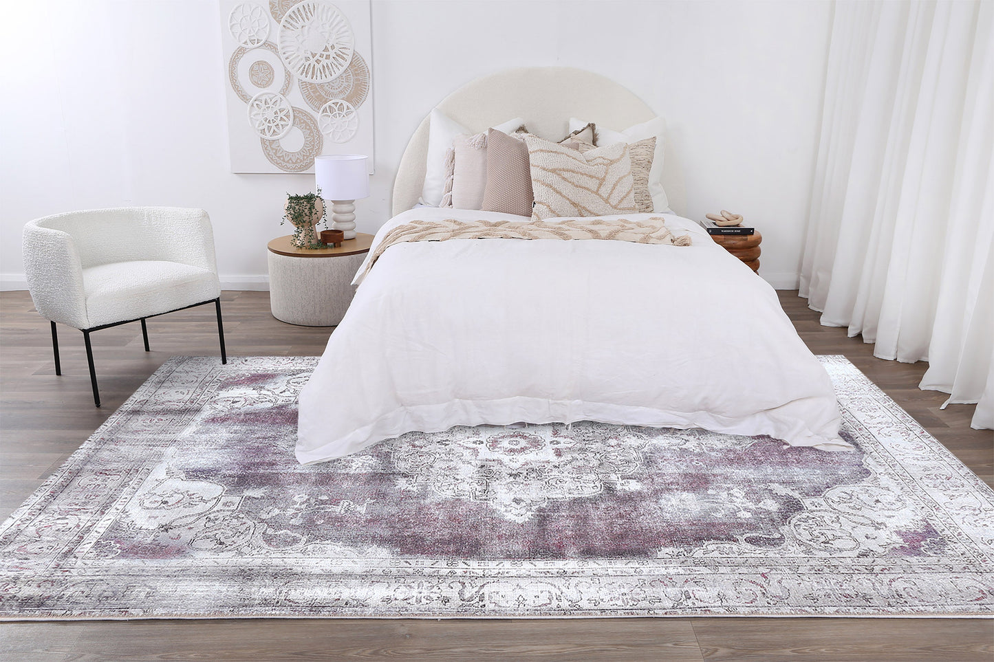 Rose Machine Washable in Purple Rug