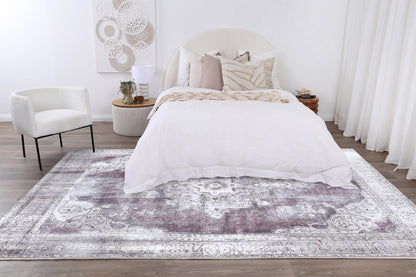 Rose Machine Washable in Purple Rug