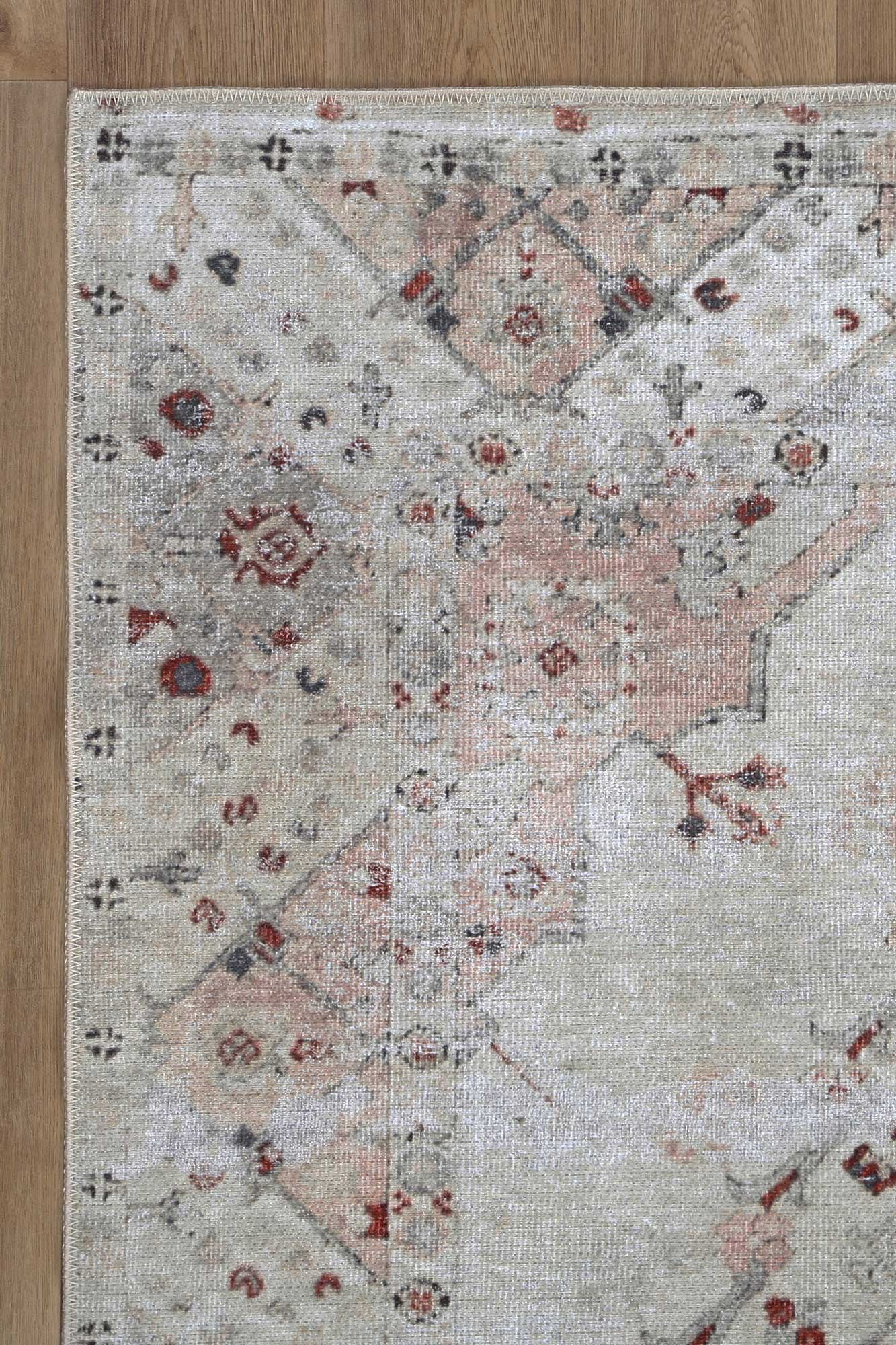 Sauville Modern Blush in Beige : Runner Rug