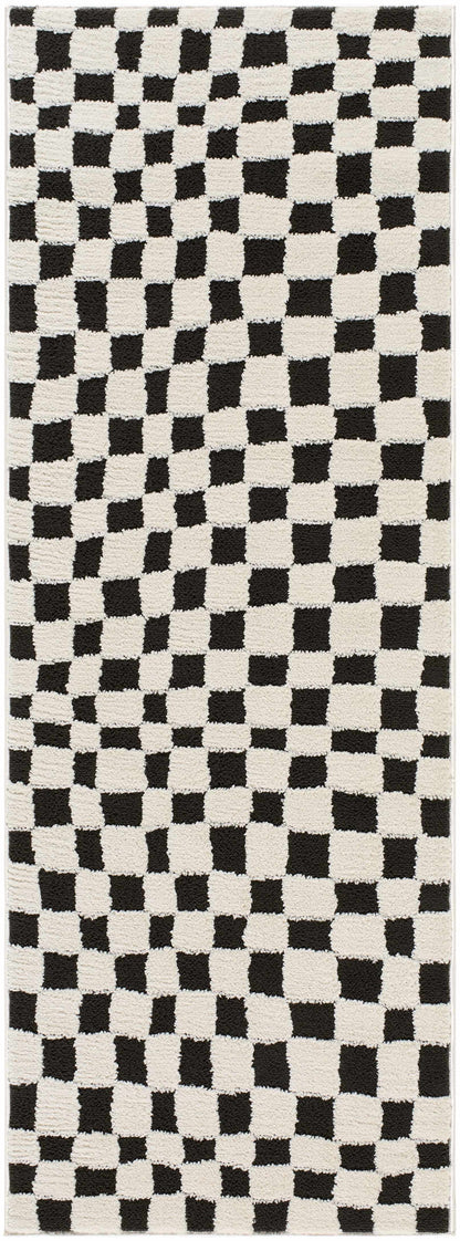 Lajos Black & White Checkered Area Rug