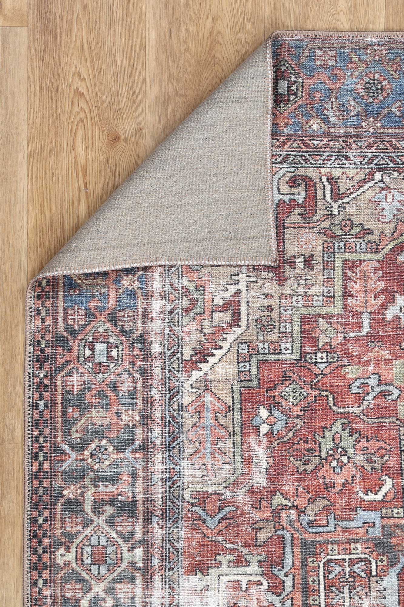 Sophia Heritage Machine Washable in Grey & Red Rug