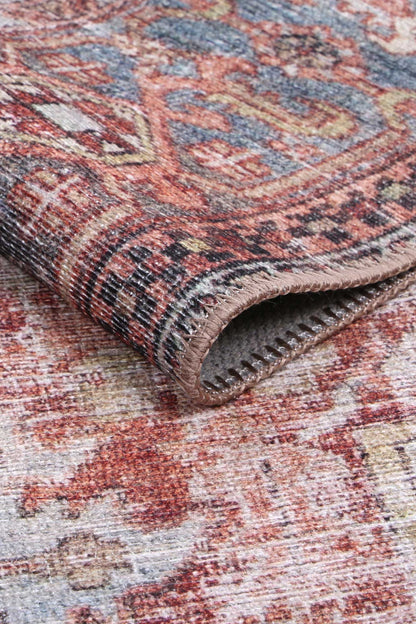 Sophia Heritage Machine Washable in Grey & Red Rug