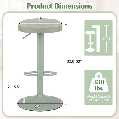 Adjustable Bar Stools Set of 2 with Padded Seat