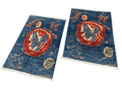 Afghan Butterfly  blue/red 2x3