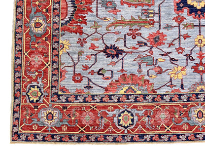 Afgahn Heriz (10'02"x14'00") lt.blue/red