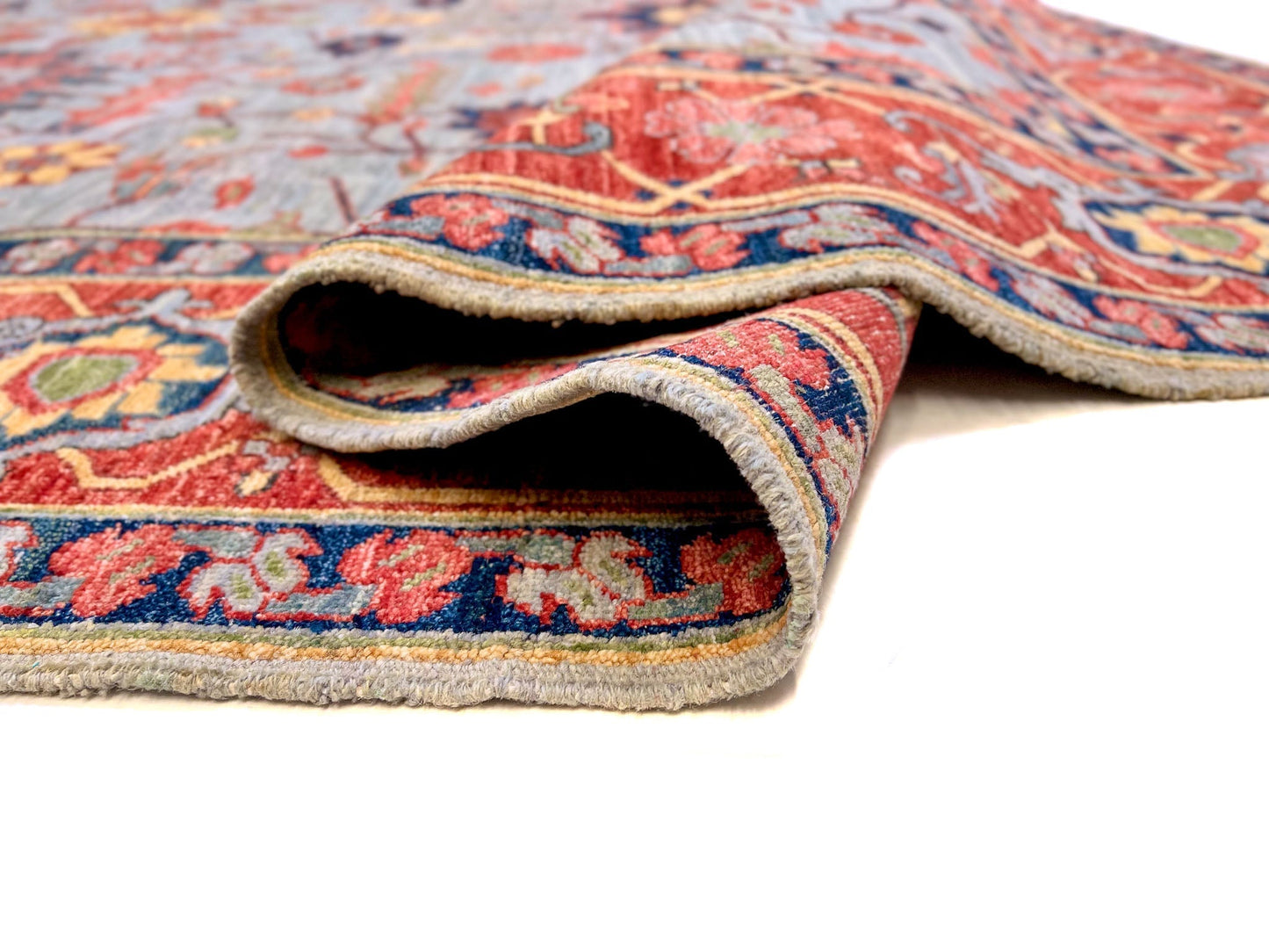 Afgahn Heriz (10'02"x14'00") lt.blue/red