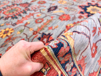 Afgahn Heriz (10'02"x14'00") lt.blue/red