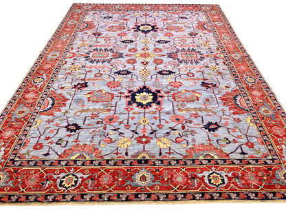 Afgahn Heriz (10'02"x14'00") lt.blue/red