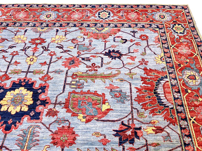 Afgahn Heriz (10'02"x14'00") lt.blue/red