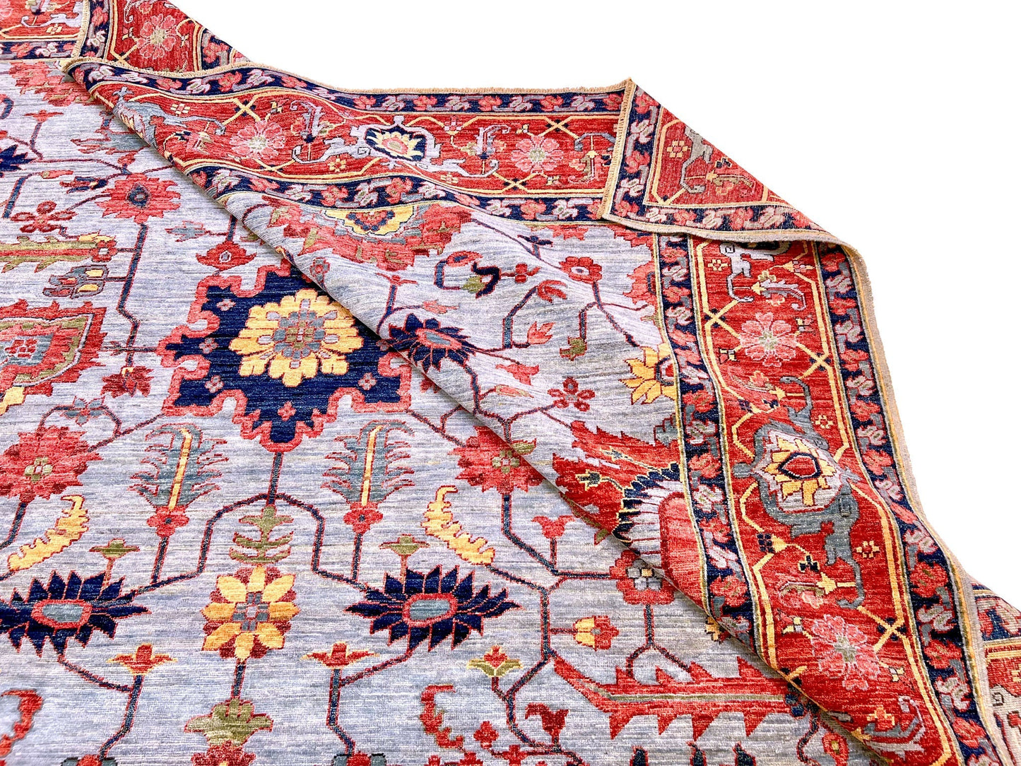 Afgahn Heriz (10'02"x14'00") lt.blue/red