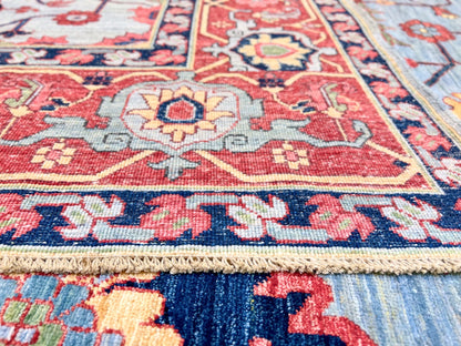 Afgahn Heriz (10'02"x14'00") lt.blue/red