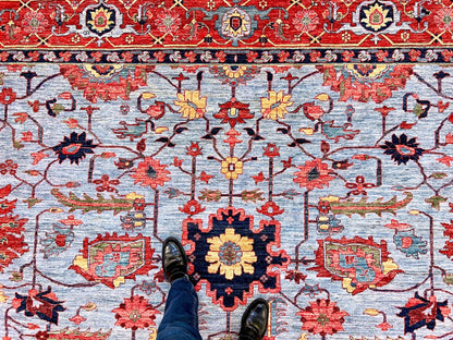 Afgahn Heriz (10'02"x14'00") lt.blue/red