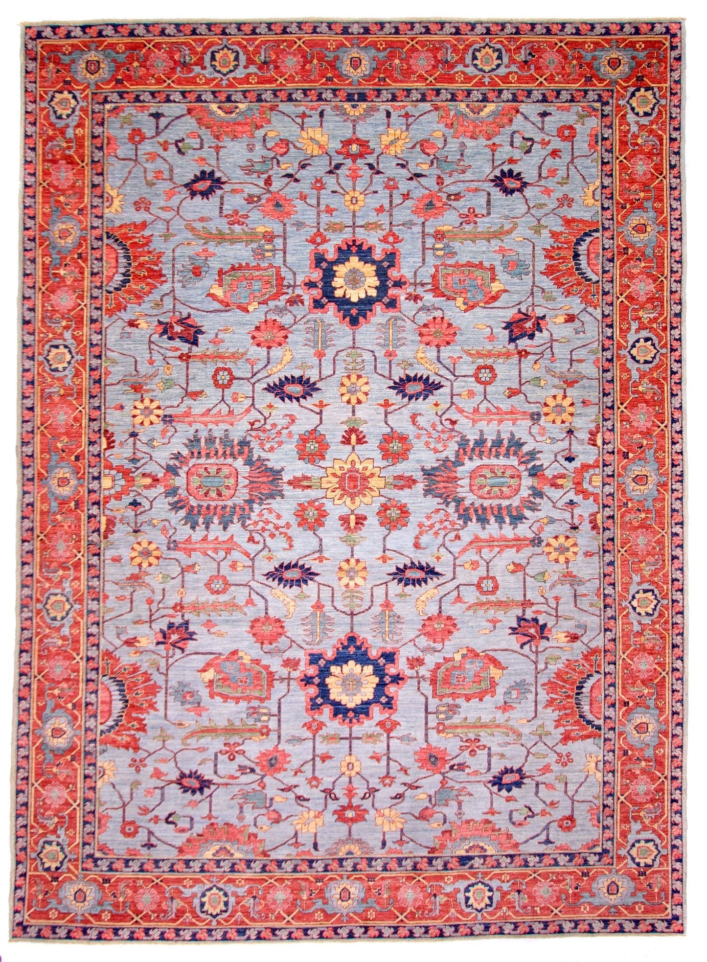 Afgahn Heriz (10'02"x14'00") lt.blue/red