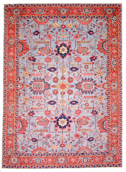 Afgahn Heriz (10'02"x14'00") lt.blue/red