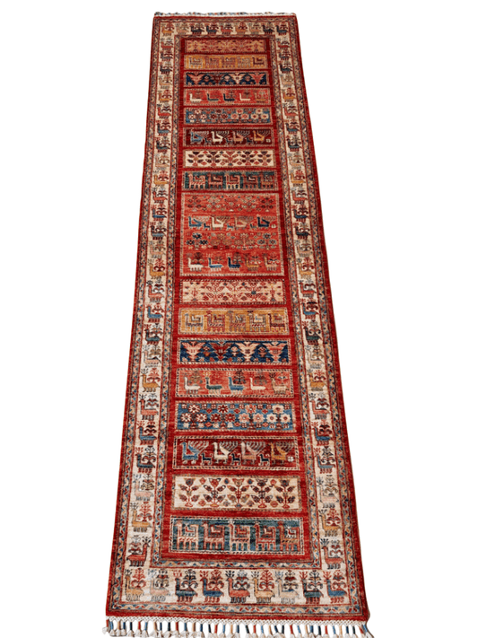 Pazyryk-Style Gabbeh  red/mt 9' Runner