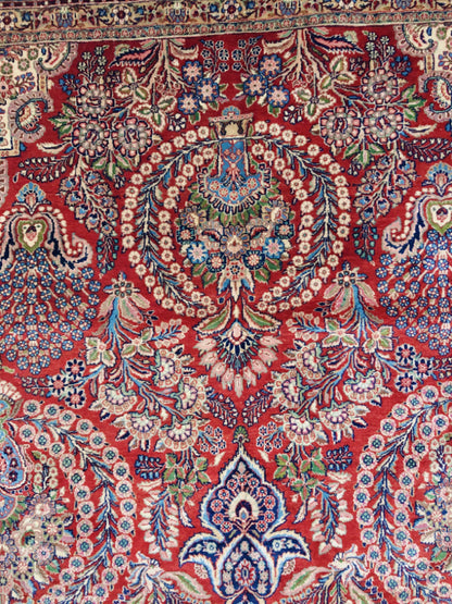 Antique Persian Kasvin (10'09"x17'08") red/navy