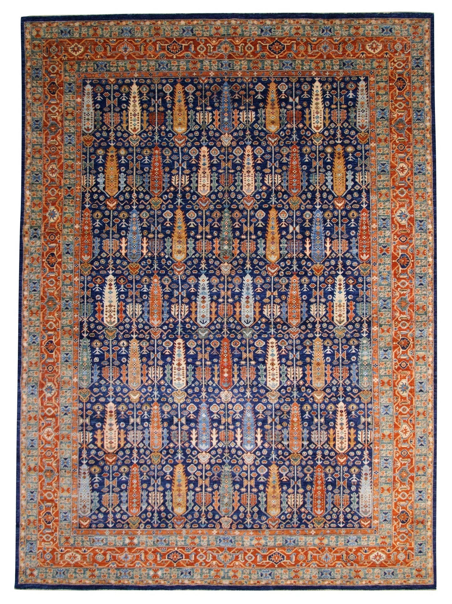 Afghan-Made Serapi (10'00"x13'10") navy/rust