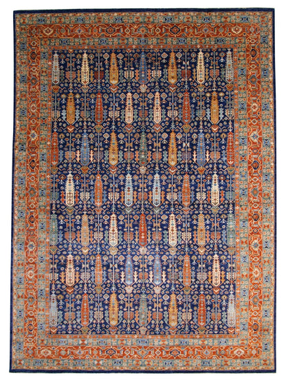 Afghan-Made Serapi (10'00"x13'10") navy/rust