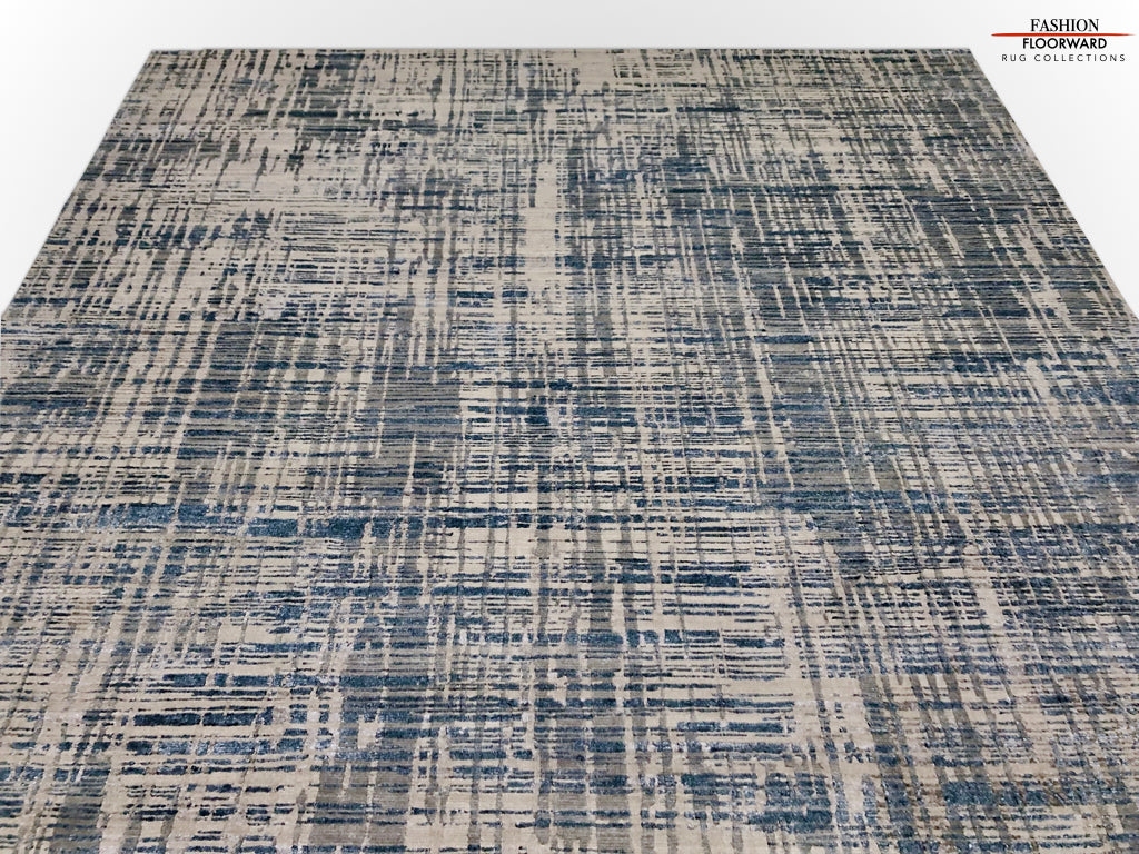Contemporary wool/bamboo (8'00"x10'00") blue/gray