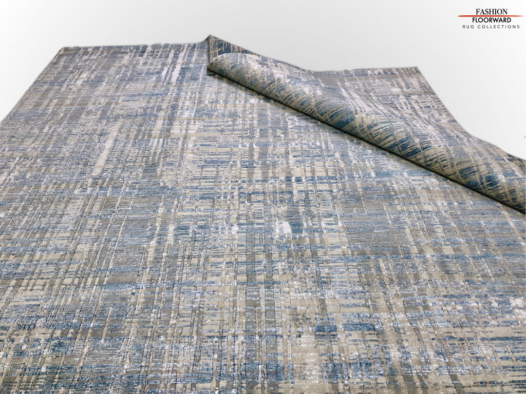 Contemporary wool/bamboo (8'00"x10'00") blue/gray