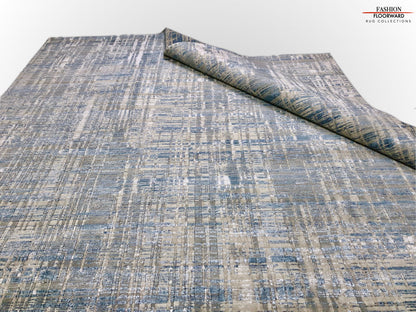 Contemporary wool/bamboo (8'00"x10'00") blue/gray