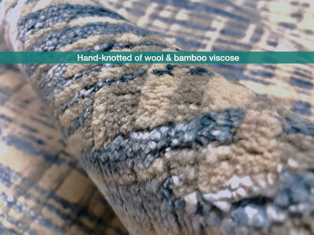 Contemporary wool/bamboo (8'00"x10'00") blue/gray