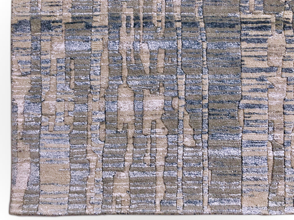 Carved, Contemporary Tibetan-Style 12x15 (blue/gray)